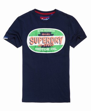 Superdry Reworked Classic Férfi Pólók Sötétkék | CEJWN8461